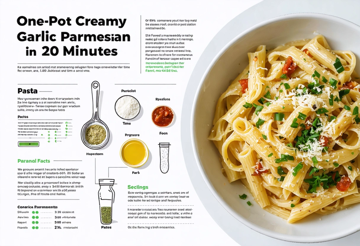 One-Pot Creamy Garlic Parmesan Pasta in 20 Minutes - Infographic